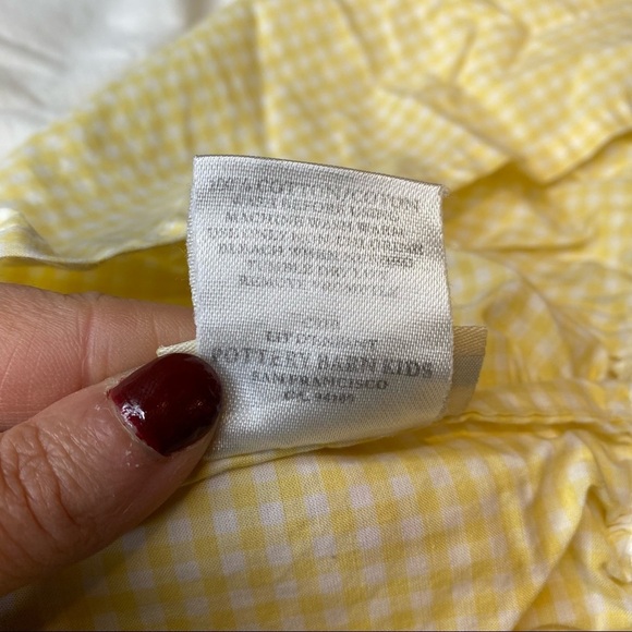 Pottery Barn Kids Yellow & White Neutral Gingham Print Crib Size Bedskirt - Picture 5 of 8